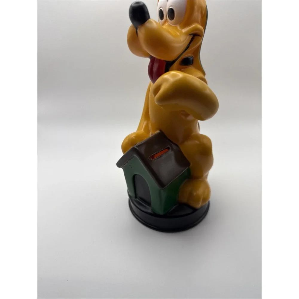 Vintage Disney Pluto Plastic Dog House Coin Bank Movable Arm Animal Toys Plus